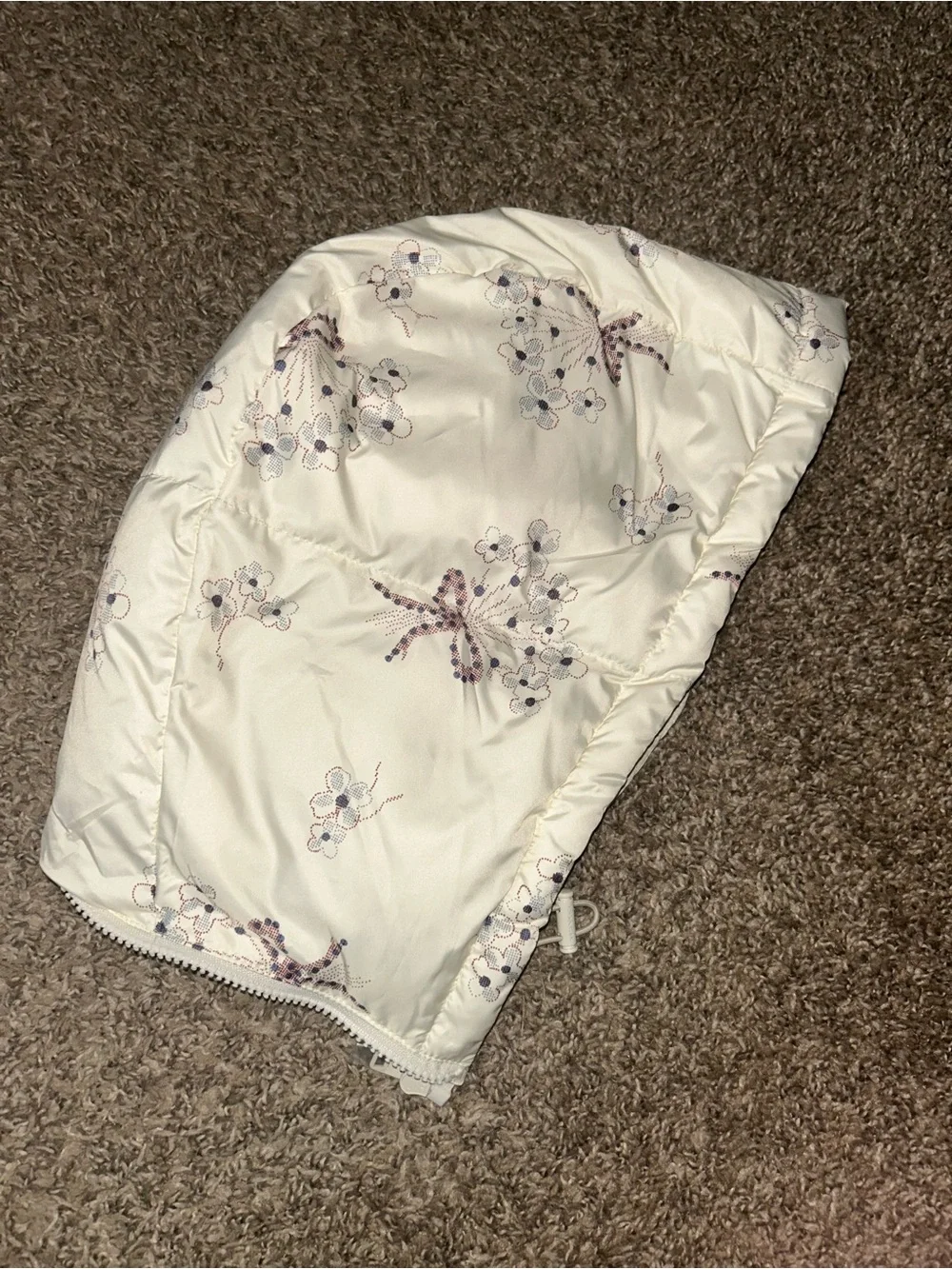 NWOT! Coach Off- White Floral Bow Print Puffer Jacket with Hood size S